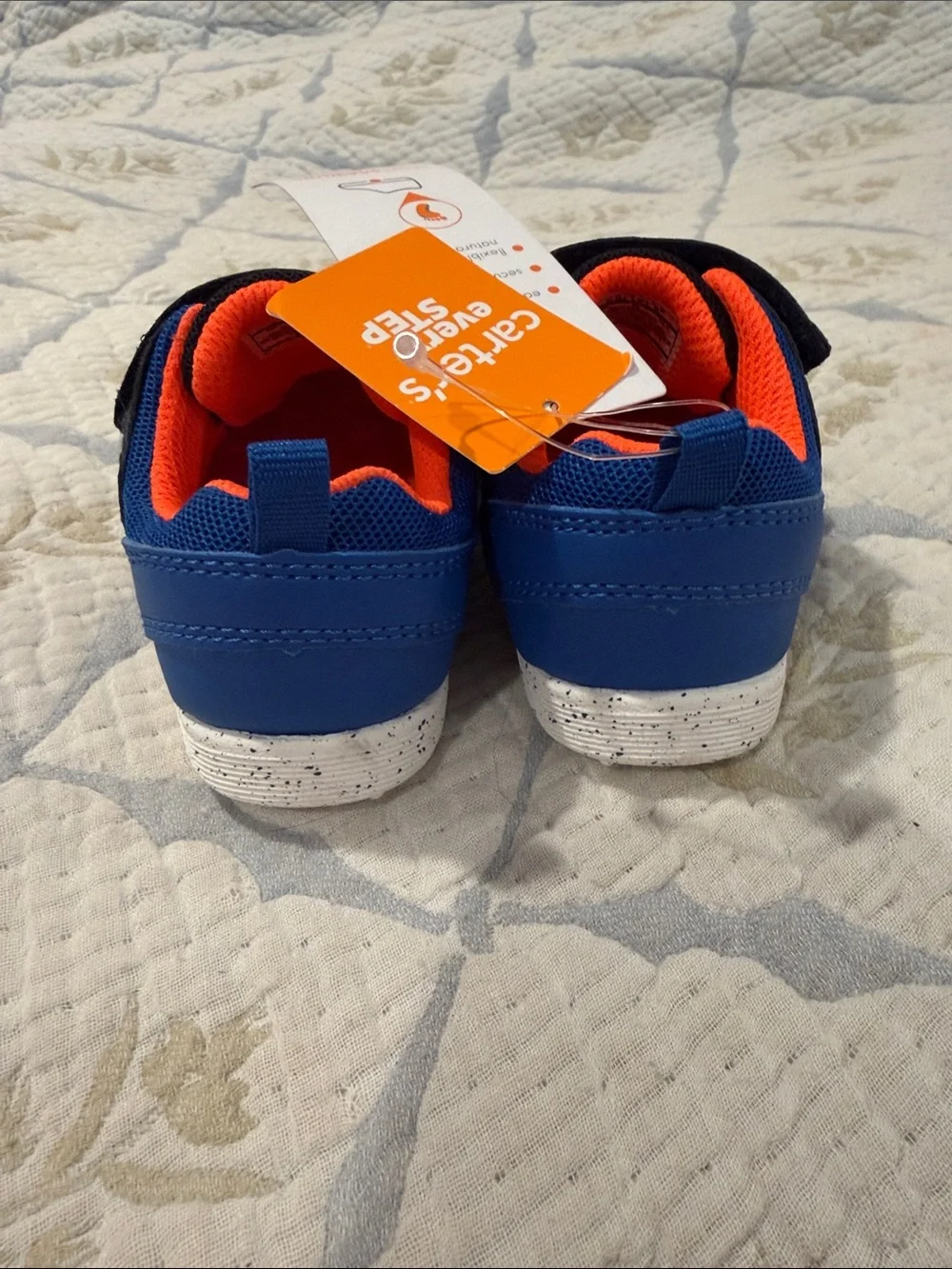 Carters every step sneaker,  Navy and Orange Velcro Sneakers